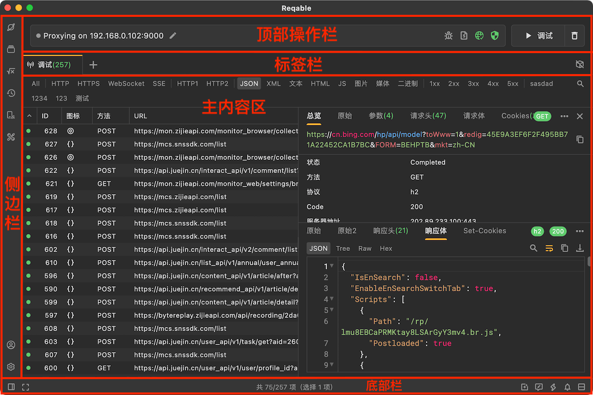 Reqable 界面布局总览